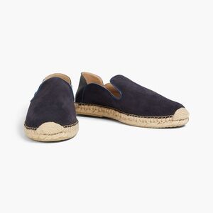 Navy Suede Espadrille Loafers – Bovine Leather – Slip On – Collapsible Heel